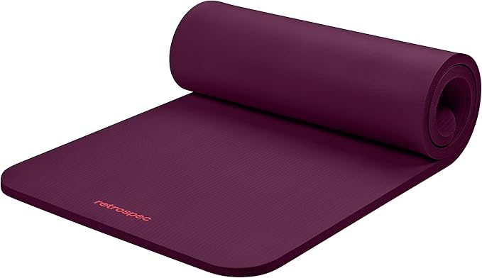Retrospec Solana Yoga Mat 1" Thick With Nylon Strap For Men & Women - Non Slip Exercise Mat For Home Yoga, Pilates, Stretching, Floor & Fitness Workouts