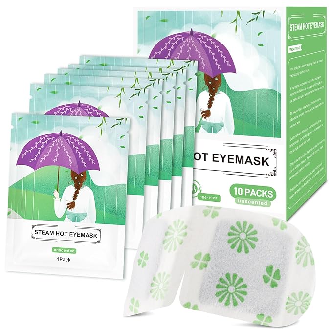 10 PCS Steam Eye Masks Unscented Heated Eye Mask Self Heating for Eyes, Disposable Warming Eye Mask for Sleep, Unscented Scent Eye Steam Mask for Spa/Travel, Stress Relif & Relaxation Gifts for Women