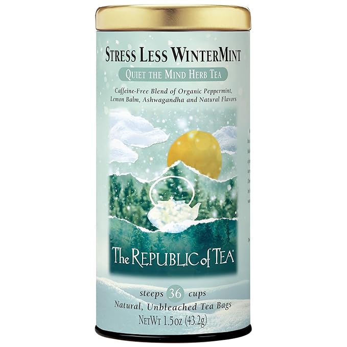 The Republic of Tea — Stress Less WinterMint, Quiet the Mind Herb Tea, 36 Tea Bags, Caffeine-Free - Bloomnest