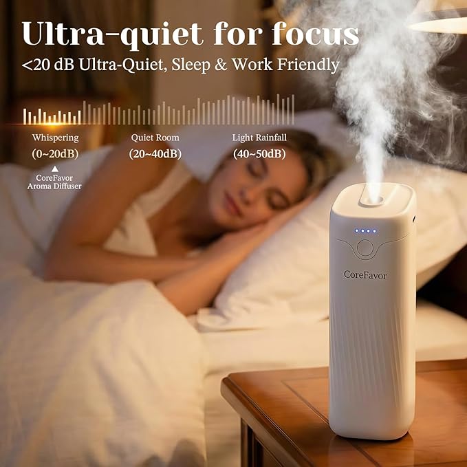 Waterless Essential Oil Diffuser, 4.06fl oz(120ml) Portable Battery Operated Cold Air Aroma Scent Machine, 4 Intensity Levels, Quiet Diffuser for Bedroom Office Bathroom Car (Chic) - Bloomnest