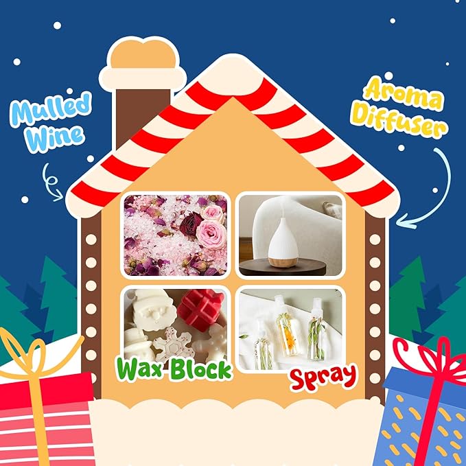 Holiday Essential Oils Set, Fragrance Oil Set for Diffuser, Scent Diffuser Oil for Candle Making-Vanilla Cinnamon Cookies, Caramel Apples, Gingerbread, Fir Cedar, Orange Cloves, Mulled Wine - Bloomnest