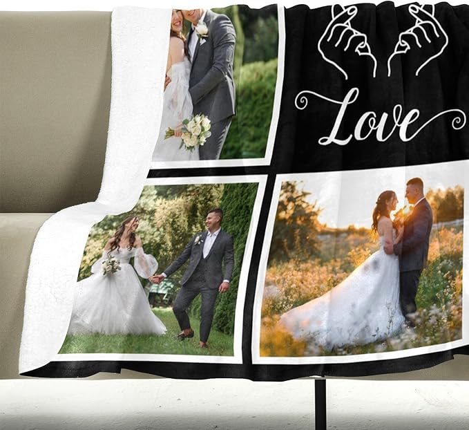 Personalized Couple Gifts for Boyfriends Girlfriends, Custom Blankets with Photos, Personalized Blanket with Photos & Text, Personalized Photo Blankets, Personalized Gifts for Valentines, Anniversary - Bloomnest