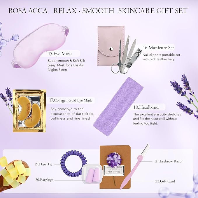 Valentines Day Gifts for Women, 30Pcs Skin Care Set, Bath & Body Gift Set, Face Cream, Essential Oil, Scented Candle, Serum, Lavender Scented, Spa Birthday Gifts, Mother's Day Gift, Christmas