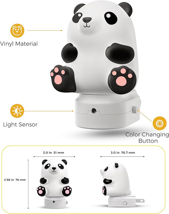 L LOHAS LED Night Light for Kids, 3D Cute Night Light Plug in, Dusk to Dawn Nursery Night Lights, RGB+Soft White 3000K, 3 Lighting Modes, Room Decor, Children - Bloomnest