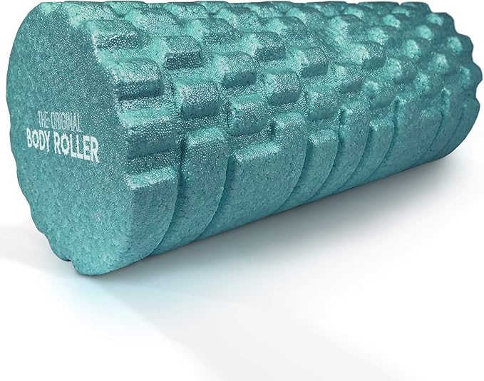 High Density Foam Roller Massager for Deep Tissue Massage of The Back and Leg Muscles - Self Myofascial Release of Painful Trigger Point Muscle Adhesions - 13" Turquoise - Bloomnest