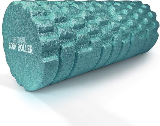 High Density Foam Roller Massager for Deep Tissue Massage of The Back and Leg Muscles - Self Myofascial Release of Painful Trigger Point Muscle Adhesions - 13" Turquoise - Bloomnest