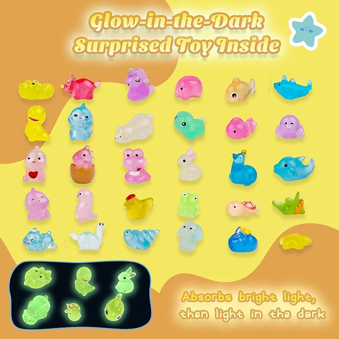 Bath Bombs for Kids with Toy Inside, 30 PCS Natrual and Organic Bubble Bath Bombs with Glow-in-The-Dark Surprise Inside, Perfect Handmade Birthday, Party, for Boys and Girls. - Bloomnest