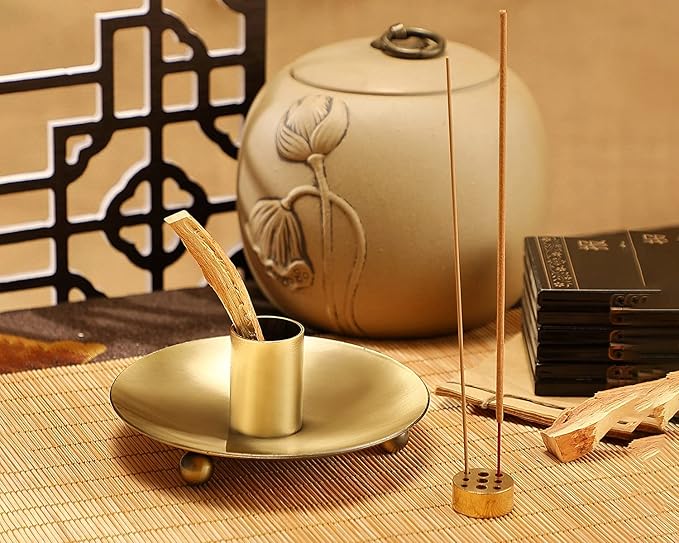 Palo Santo Holder for Sticks, Incense Burner for Palo Santo, Come with Incense Holder 9 Holes, Wood Bowl and Incense Stand Ash Catcher HOCUROAY