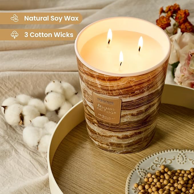 M&SENSE EspressHotFudge Scented Candles for Home, 3-Wick Highly Scented Jar Candles, Extra Large Candle 35 Oz 150 Hours Long Lasting Burning, Relaxing Aromatherapy Candle for Stress Relief, Meditation - Bloomnest