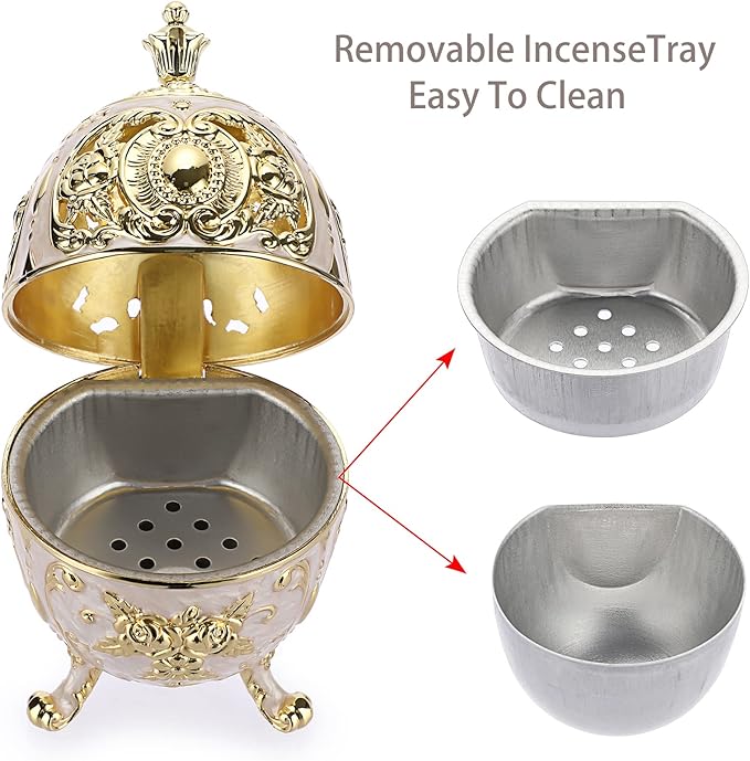 JUXYES Vintage Incense Burner Holder with Removable Ash Catchers, Metal Censer Antique Cone Coil Incense Burner Holder Zinc Alloy Spiritual Aromatherapy Yoga Meditation Gifts Retro Home Decoration - Bloomnest