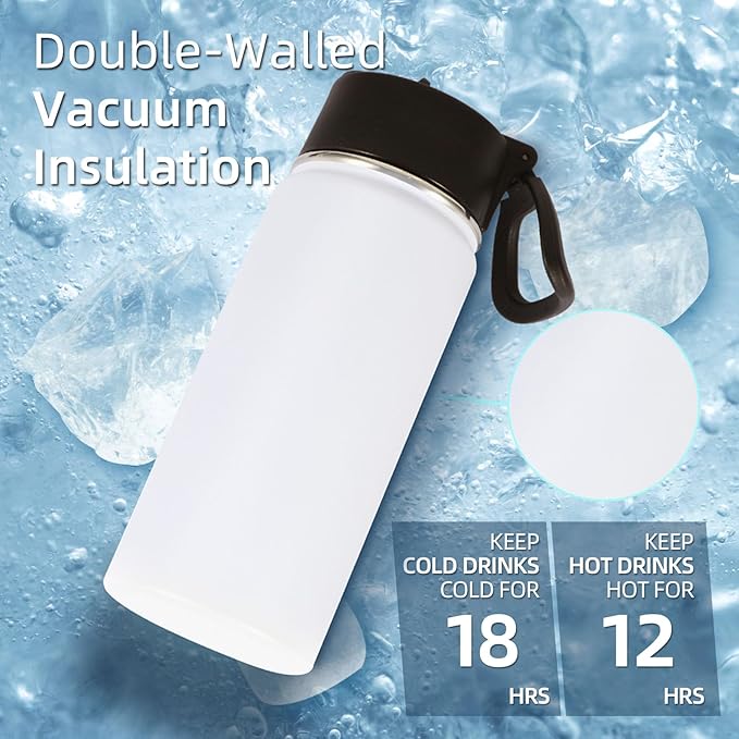 Volhoply 16 OZ Kids Water Bottle Bulk 8 Pack,Insulated Sports Bottles with Straw Lid,Stainless Steel Bottle with Handle Keep Cold & Hot,Double Wall Vacuum Tumbler Cups for School(Eight Color, 8) - Bloomnest