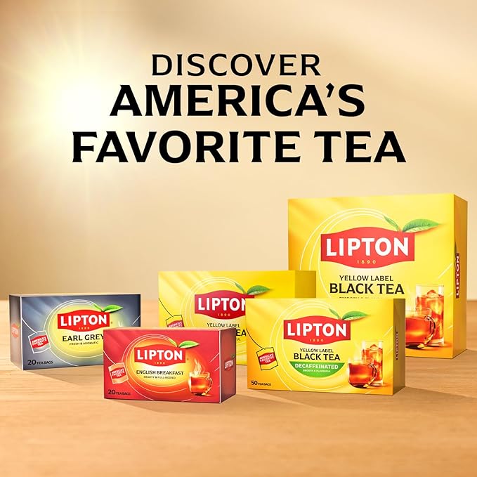 Lipton Black Tea Bags, Hot or Iced High Caffeine Tea, 100 Total Bags (Pack of 2) - Bloomnest
