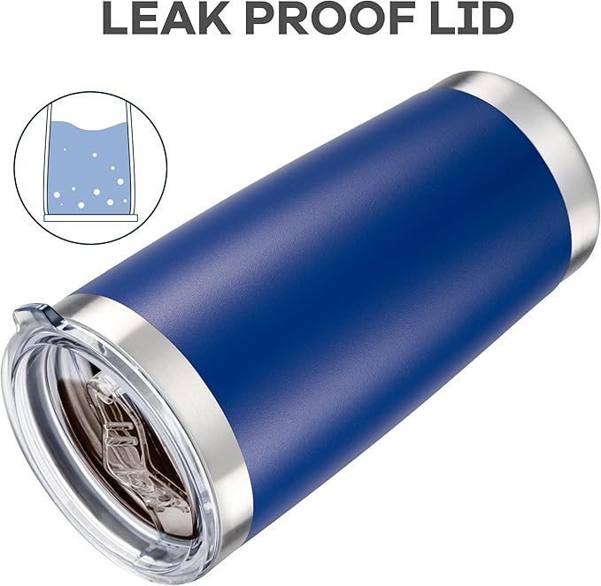 20 oz Tumbler with Lid Stainless Steel Insulated Tumblers Bulk Double Wall Vacuum Cups Powder Coated Travel Mug Keep Drinks Cold and Hot, Blue, 4 Pack