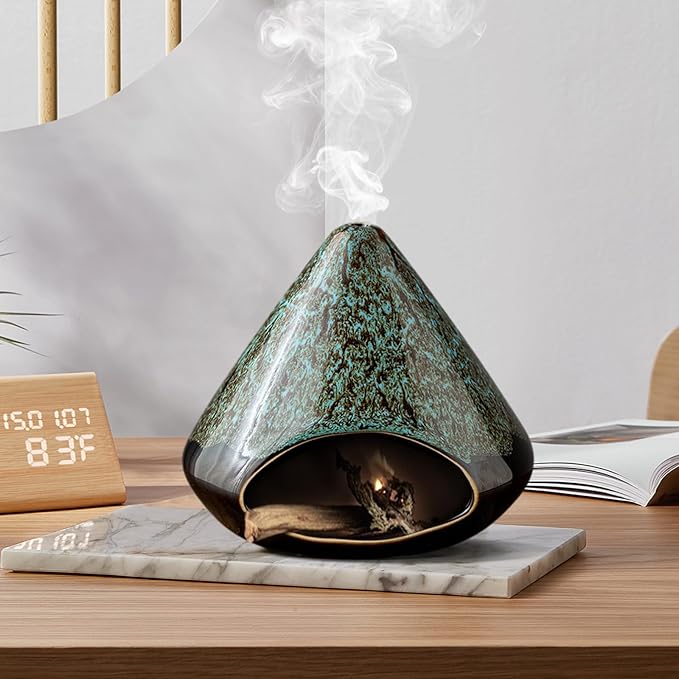 Handcrafted Ceramic Palo Santo Holder – Artistic Incense Burner for Meditation, Mindfulness & Zen Home Decor – Wabi-Sabi Style Cone Sculpture, Gift for Yoga, Relaxation & Aromatherapy - Bloomnest