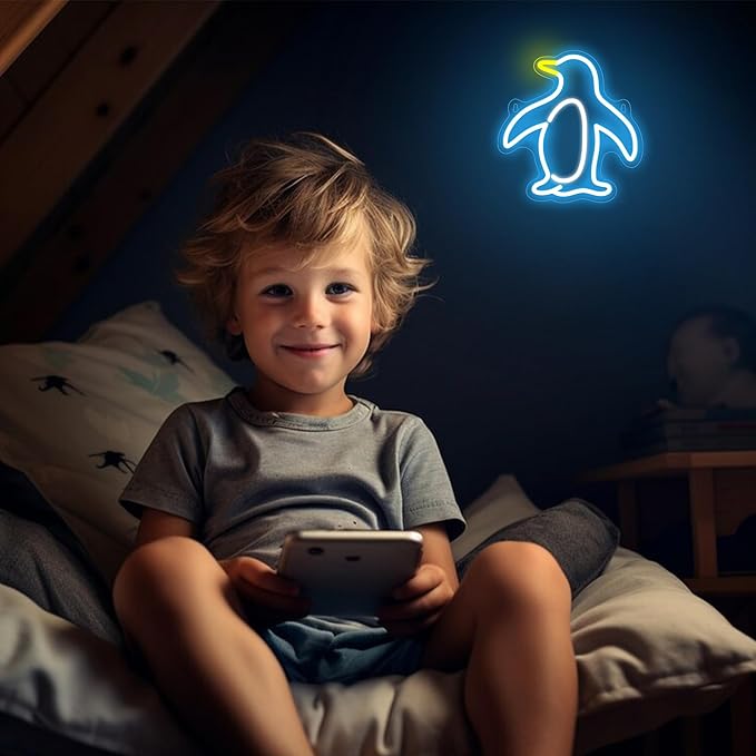 Attivolife Penguin Sign for Wall Decor, Light up Special Animal Shape LED Lamp with Dim USB Powered, Unique Home Living Room Business Cafe Shop Bar Party Decor Birthday Christmas Day Gift - Bloomnest