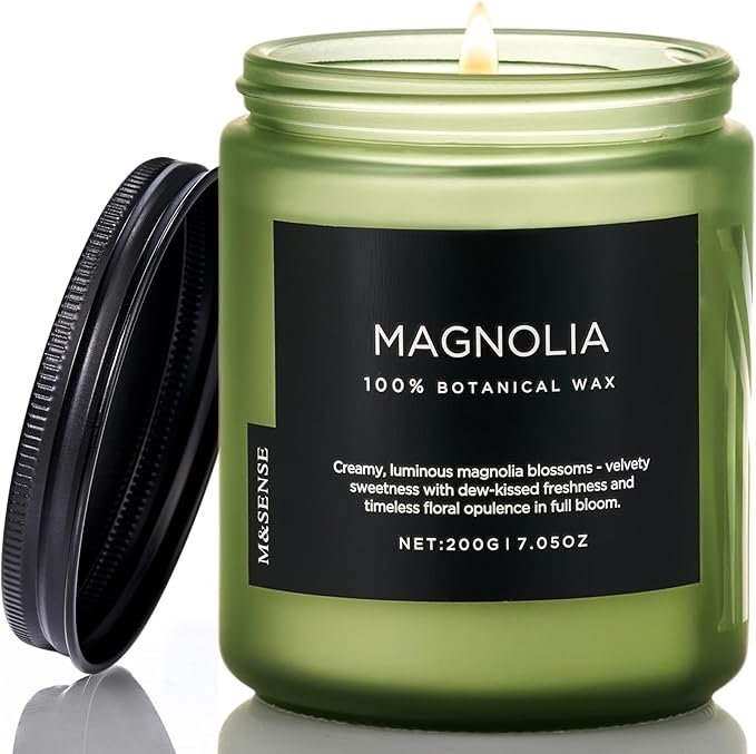 M&SENSE Magnolia Jasmine Scented Candle, 7.05oz 50 Hours Long Lasting Clean Non Toxic All Natural Soy Wax Candle for Relaxing & Stress Relief, 2 Wick Spring Fragrance Gifts for Home Decor - Bloomnest