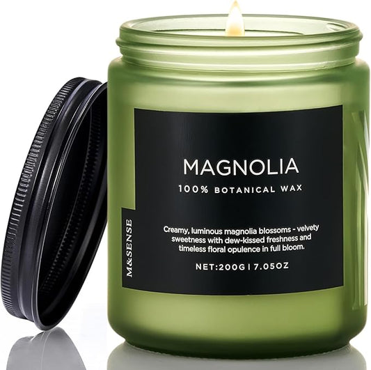 M&SENSE Magnolia Jasmine Scented Candle, 7.05oz 50 Hours Long Lasting Clean Non Toxic All Natural Soy Wax Candle for Relaxing & Stress Relief, 2 Wick Spring Fragrance Gifts for Home Decor - Bloomnest