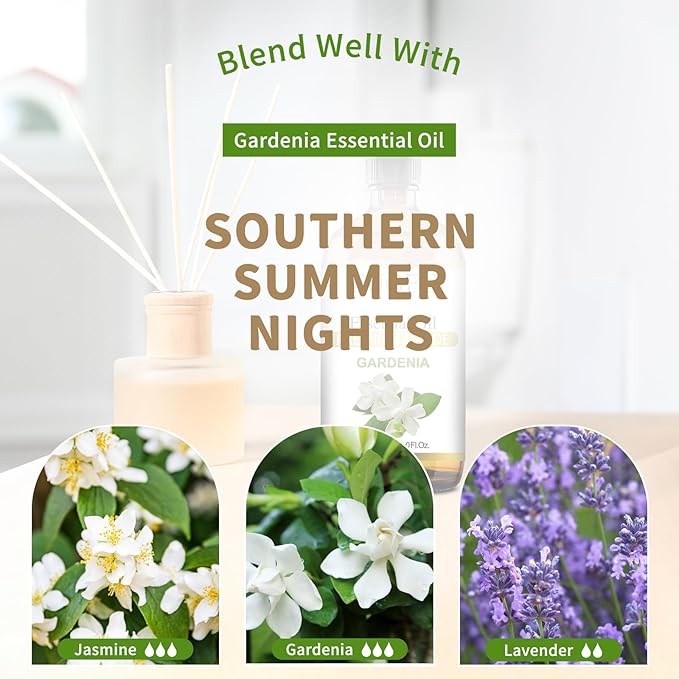 EUQEE 118ml Gardenia Essential Oil, Pure & Premium Grade Aromatherapy Oil Great for Diffuser, DIY Soap, Candle Making, Skin Care, Natural Gardenia Oil Floral Aroma for Mood (4Fl. OZ) EUQEE