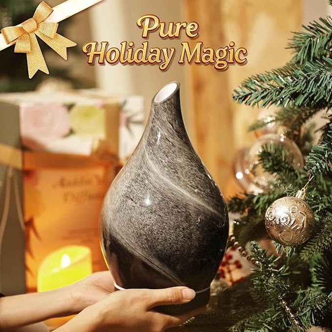 Porseme 280ml Essential Oil Diffuser Glass Color Changing Aroma Air Diffusers Aromatherapy Ultrasonic Cool Mist Humidifier 7 Running Hours Waterless Auto-Off for Sleeping, Yoga, Office, Spa (Obsidian) - Bloomnest