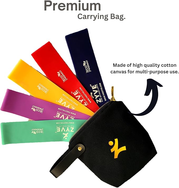Resistance Bands Set for Women & Men –12" Heavy Duty Natural Rubber Exercise Loop Bands for Legs, Glutes, Strength Training, Stretching, Physical Therapy, Home Workouts-Pack of 5 with Carry Pouch - Bloomnest