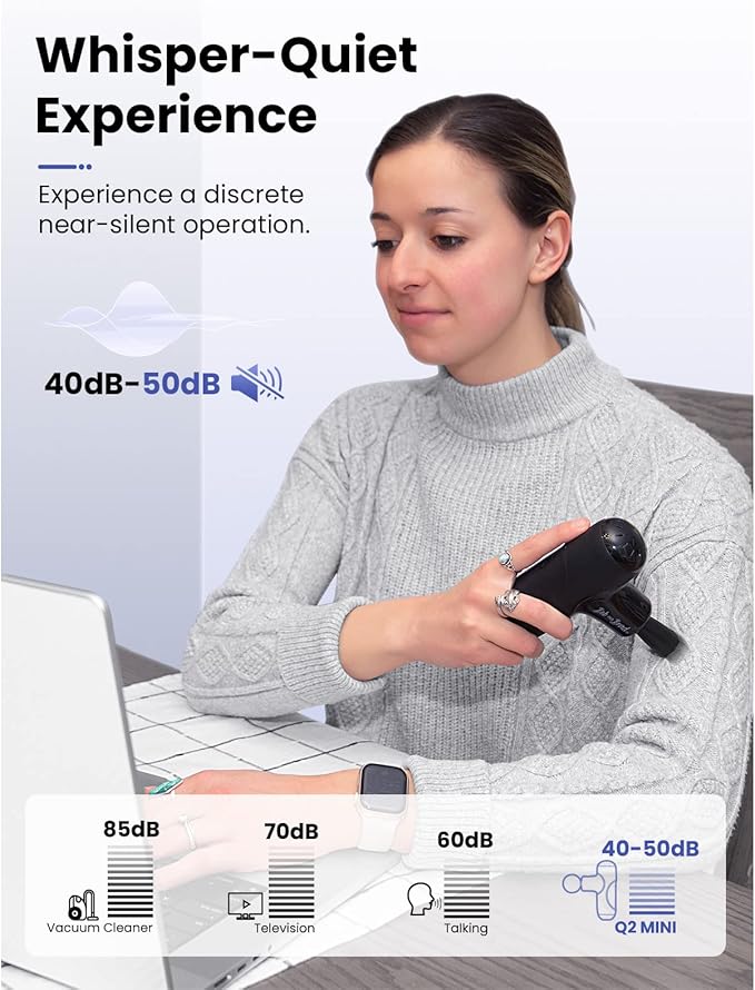 BOB AND BRAD Q2 Mini Massage Gun, Pocket-Sized Deep Tissue Massager Gun, Portable Percussion Muscle Massager Gun, Ultra Small & Quiet Muscle Massage Gun with Carry Case, Home Gym Travel, Black - Bloomnest