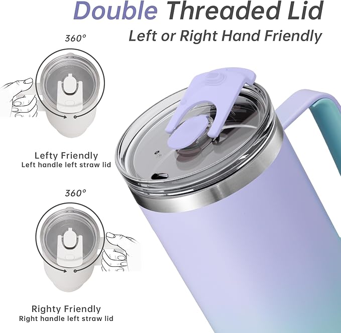 COKTIK 40 oz Tumbler With Handle and Straw Lid, Vacuum Insulated Travel Coffee Mug Stainless Steel Insulated Cup for Beverages, Leak-proof, Cupholder Friendly (Sweet Candy) - Bloomnest