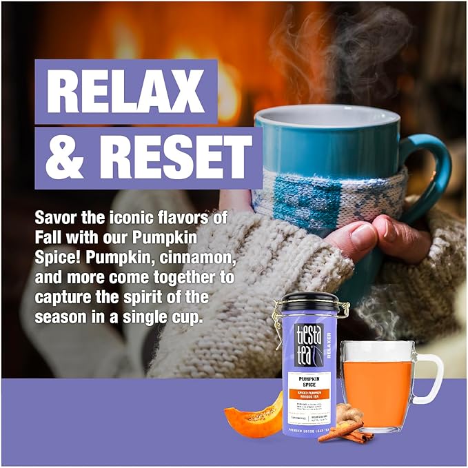 Tiesta Tea - Pumpkin Spice Rooibos Loose Leaf Tea, Premium Caffeine-Free Herbal Infusion, Refillable Tin Can, Brew Hot or Iced, Makes up to 50 Cups, 5 Ounce - Bloomnest