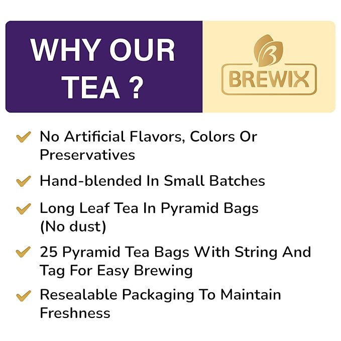 BREWIX, Earl Grey with Lavender Tea, Picnic in Paris Black Tea (25 Pyramid Tea Bags) | Black Tea with Bergamot, Lavender and Vanilla Notes | Gourmet Tea - Bloomnest