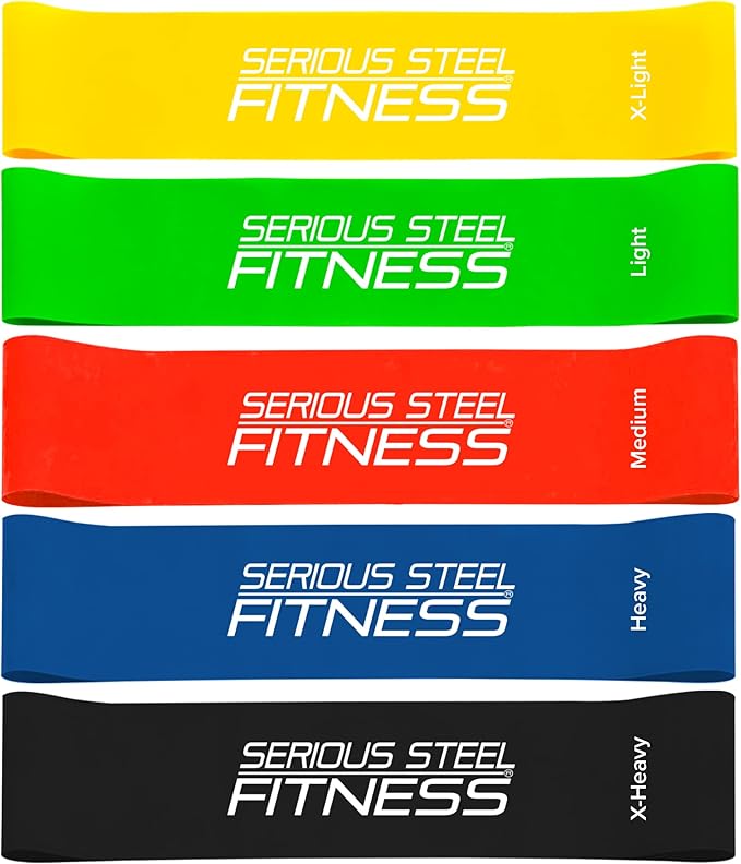 Serious Steel Fitness Mini Resistance Loop Bands | Rehab and Prehab Stretch Bands | 12" Exercise Workout Bands (Sets of 5 Pack and Sets of 10 Pack Trainer Options Available!) - Bloomnest