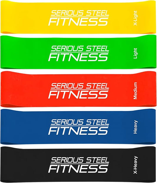 Serious Steel Fitness Mini Resistance Loop Bands | Rehab and Prehab Stretch Bands | 12" Exercise Workout Bands (Sets of 5 Pack and Sets of 10 Pack Trainer Options Available!) - Bloomnest