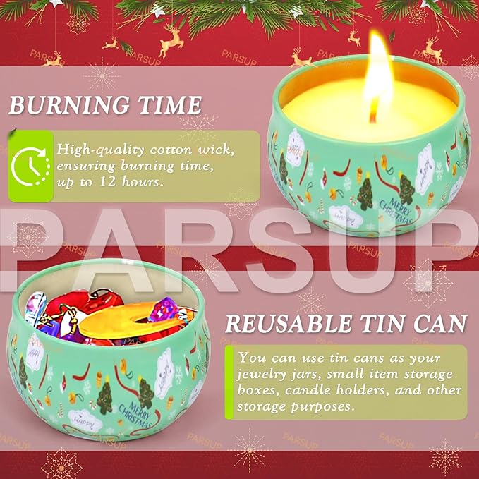 12 Pack Christmas Scented Candles, 2.5OZ Jar Candles, 12 Christmas Fragrances Scented Candle Set for Women, 12 Hour Burning Time, Candle Gift for Mom, Grandma, Teacher, Coworks - Bloomnest