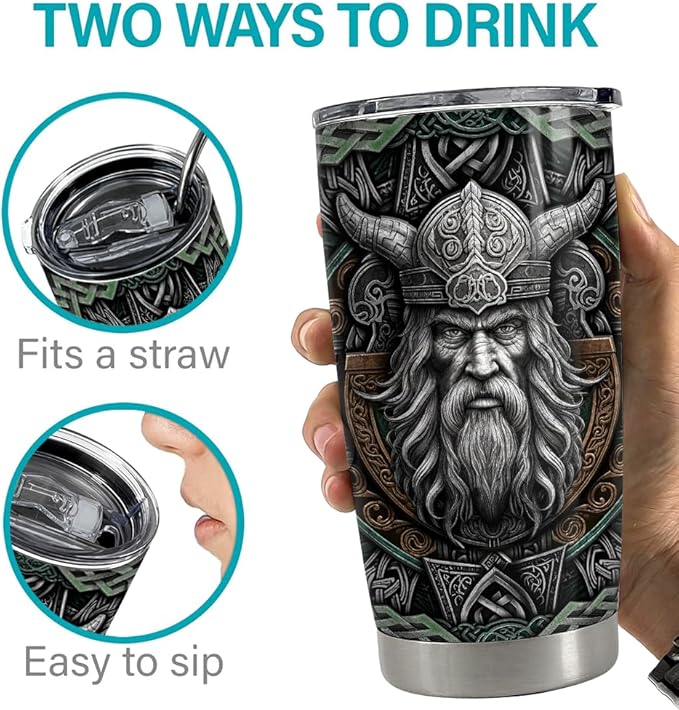 Viking Cup Tumbler 20oz Viking Gifts for Men Vikings Stainless Steel Insulated Tumblers Coffee Travel Mug Gift for Birthday Christmas - Bloomnest