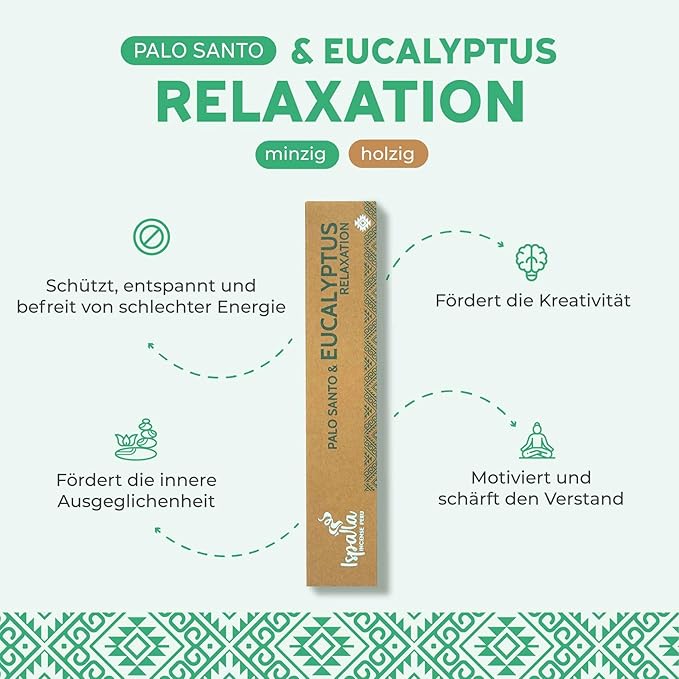 ISPALLA Palo Santo Eucalypt Incense Sticks, Pack of 10, for Relaxation and Emotional Balance, Handmade in Peru, 100% Natural & Vegan Bloomnest