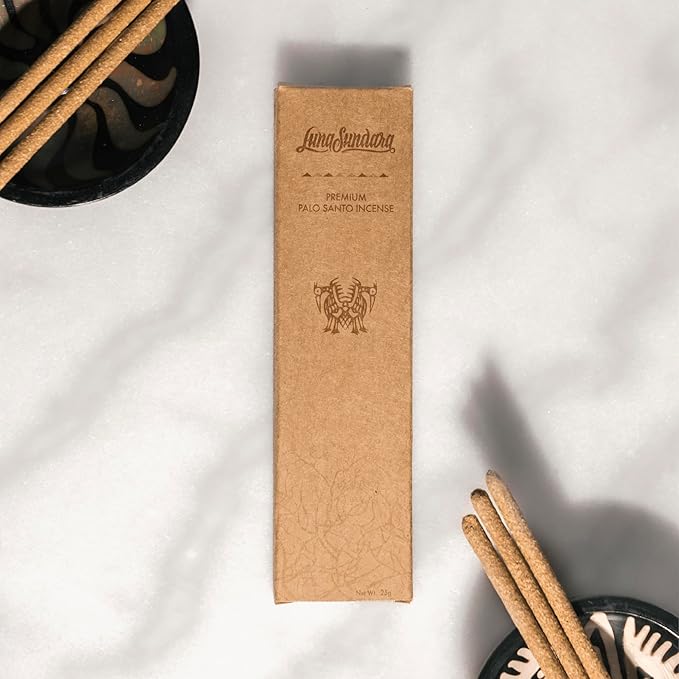 Luna Sundara Palo Santo Incense Sticks, Hand Rolled in Peru, 100% Natural Palo Santo Wood, Long Burning Incense, 6 Sticks LunaSundara