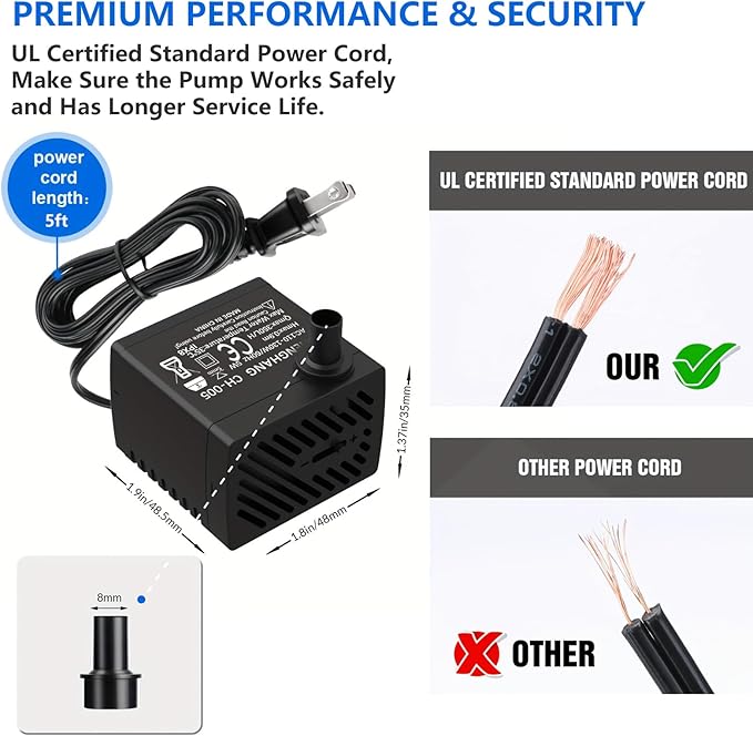 80GPH 2Packs Mini Submersible Water Pump, Small Fountain Pump for Ponds, Aquariums, Fish Tanks, Tabletop Fountains, Pet Fountains, Water Features - Bloomnest