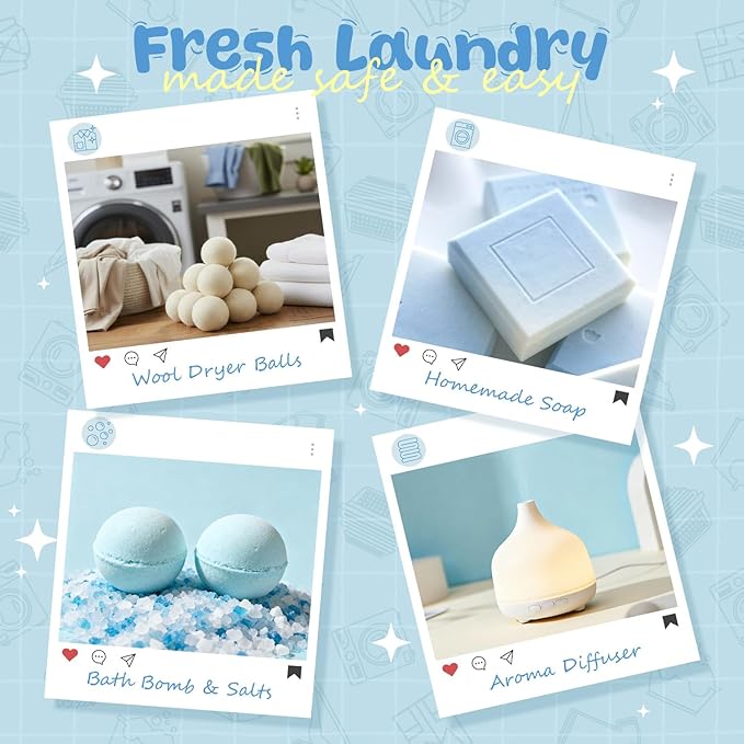 ARVIDSSON Laundry Collection Essential Oil Set, Natural Clean Essential Oils for Diffuser, Use with Wool Dryer Balls - Fresh Linen, Citrus Clean, Laundry Day, Chamomile Bliss, Lavender Field, Minty - Bloomnest