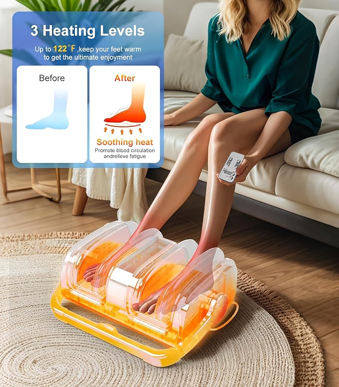 Foot Massager with Heat, FSA HSA Eligible, Shiatsu Foot Massager for Plantar Fasciitis, Neuropathy, Circulation and Pain Relief, Remote, Deep Kneading for Foot Calf Gifts for Women Men Mom Dad
