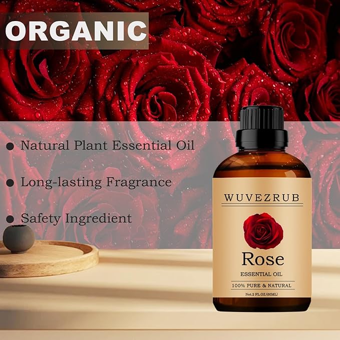 Rose Essential Oils, 60ML Pure and Natural Essential Oil for Aromatherapy Diffuser - Rose /2 Fl Oz - Bloomnest