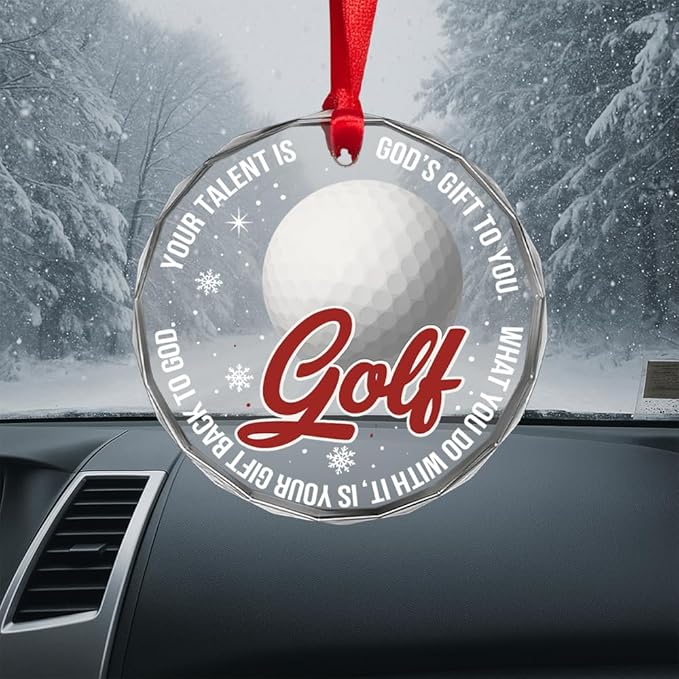 Golf Glass Ornament – Handcrafted Hanging Decoration, Elegant Keepsake with Unique Golf Design, for Home, Holiday Tree, or Special Occasion - Bloomnest