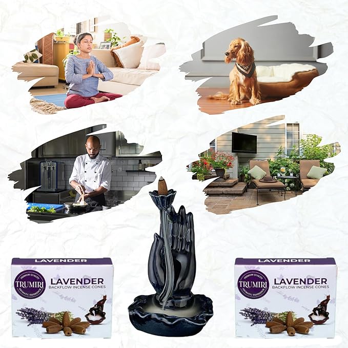 Lavender Backflow Incense - 20 Cones, Dual Pack, Waterfall Effect TRUMIRI