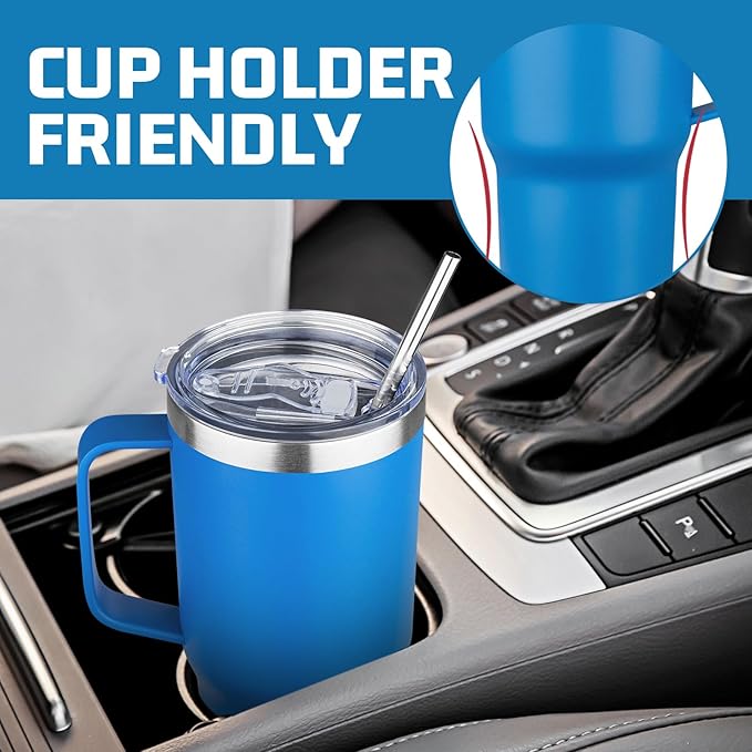20 oz Tumbler with Handle Stainless Steel Insulated Coffee Mug Tumbler with Lid and Straw Double Wall Vacuum Insulated Coffee Mug Leak Proof Travel Mug Tumbler for Hot and Cold Drink (Mix Color-5)