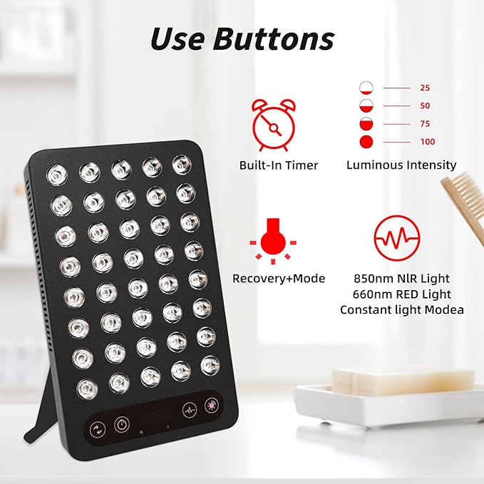 Red Light Therapy Panel, 200W High Power for Face and Body Pain Relief & Skin Care - Dual Chip 660nm Red and 850nm Infrared Light - Reduce Joint Inflammation, Improve Sleep, Built-in Timer SCESFU