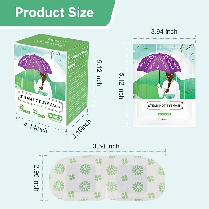 10 PCS Steam Eye Masks Unscented Heated Eye Mask Self Heating for Eyes, Disposable Warming Eye Mask for Sleep, Unscented Scent Eye Steam Mask for Spa/Travel, Stress Relif & Relaxation Gifts for Women