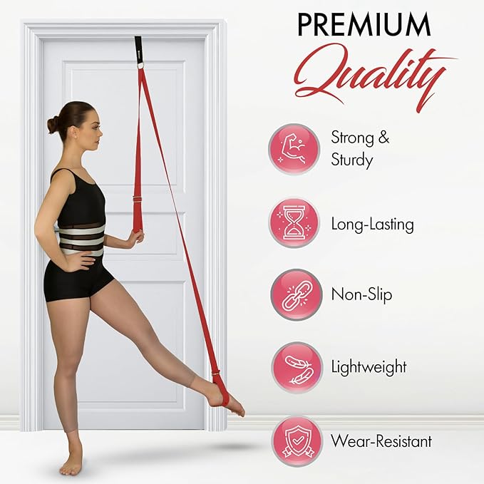 Stretching Strap With Door Anchor - Stretching Equipment to Improve Legs Flexibility - Splits Trainer For Home Ideal In Ballet, Dance, Cheerleading, Taekwondo, Yoga, Pole Dancing & Gymnastics - Bloomnest