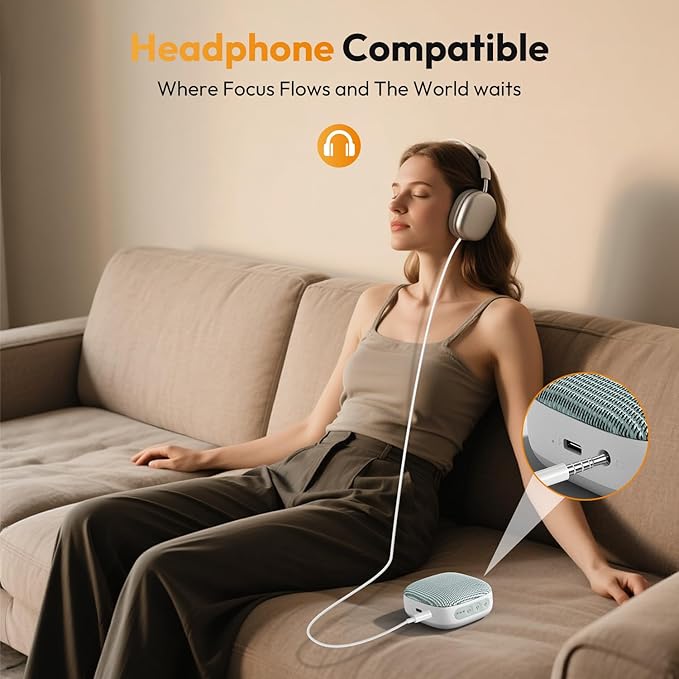 Portable Sound Machine for Travel, White Noise Sound Machine for Sleeping, 52-Hour Lasting Mini Noise Machine with 21 Quality Non-looping Sounds, Headphone Jack, Memory, Timer for Adults,Hotel(Green