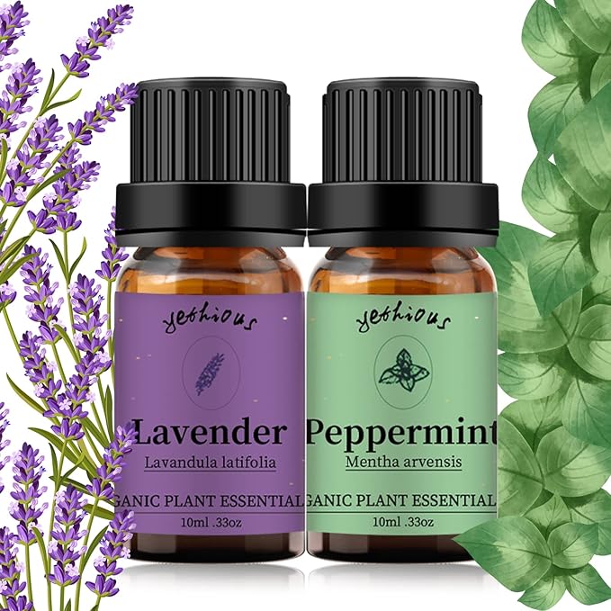 yethious Lavender Peppermint Oil Set Lavender Aromatherapy Oils for Diffuser, Perfume, Soap, Candle Making 2 Pack 10ML - Bloomnest