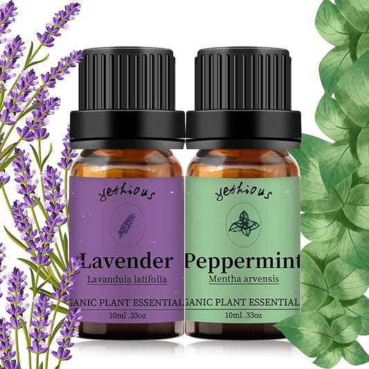 yethious Lavender Peppermint Oil Set Lavender Aromatherapy Oils for Diffuser, Perfume, Soap, Candle Making 2 Pack 10ML - Bloomnest