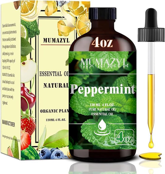 Peppermint Essential Oil, Peppermint Oil 4 Fl Oz 120ML for Diffuser Humidifier Yoga Cleaning DIY Candle Soap Making Essential Oils - Bloomnest