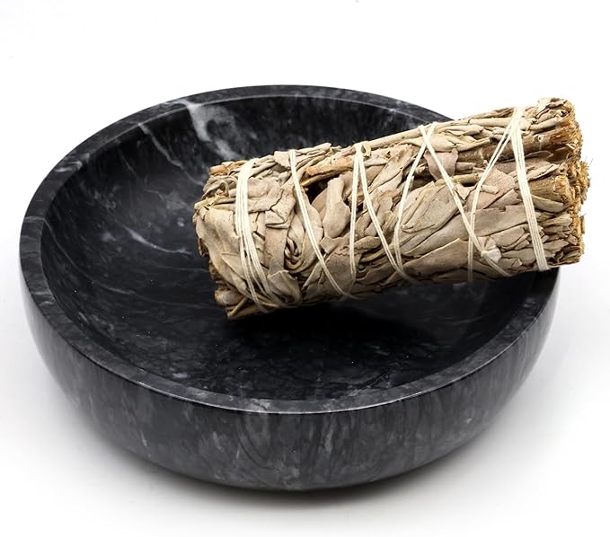 SuperLarge Handmade Natural Marble Incense Holder for Sticks and Cones-with 9 Holes,Multi-Functional Incense Burner Holder for Incense Sticks and Cones, Perfect Home Decor(Black, 5.91 inch) - Bloomnest