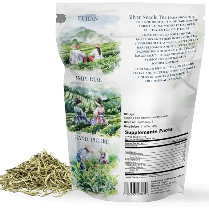 TODICAMP Premium Silver Needle Tea - 1 lb of Premium White Tea Loose Leaf - Bloomnest